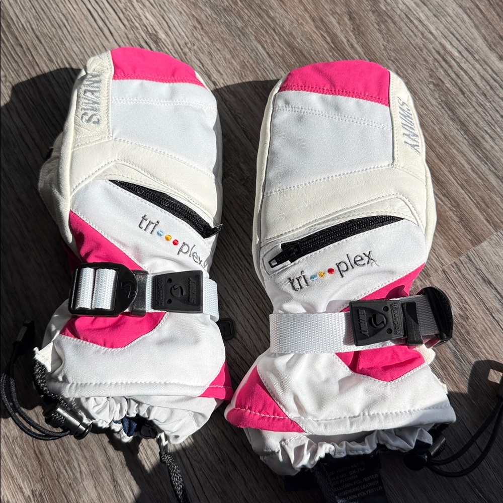Swamy tri plex mittens Set - White and Pink size (7/8) - Picture 5 of 6